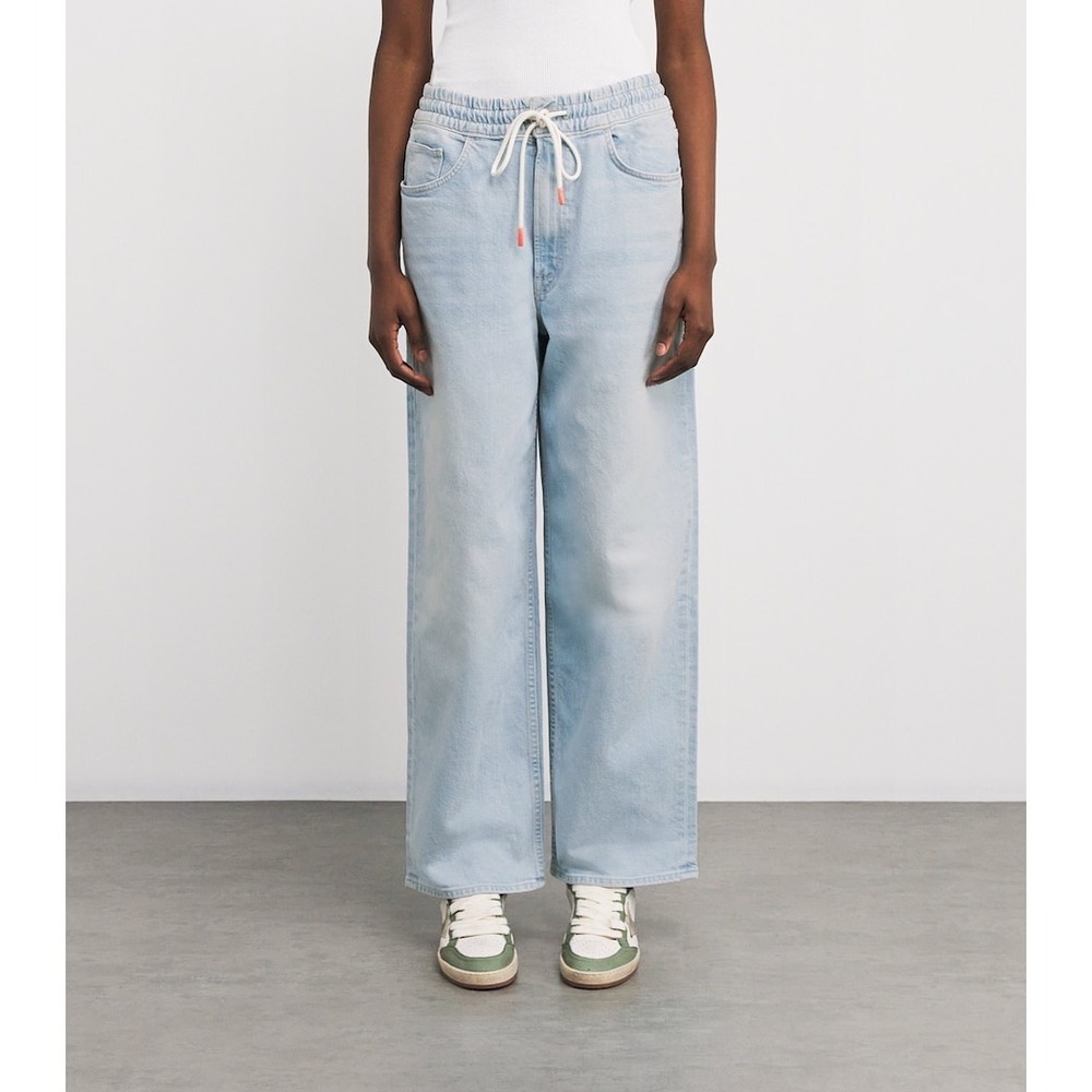 MOTHER The Drawn Tagger Flood Jeans Cowabunga Light Wash Wide Leg Drawstring 32